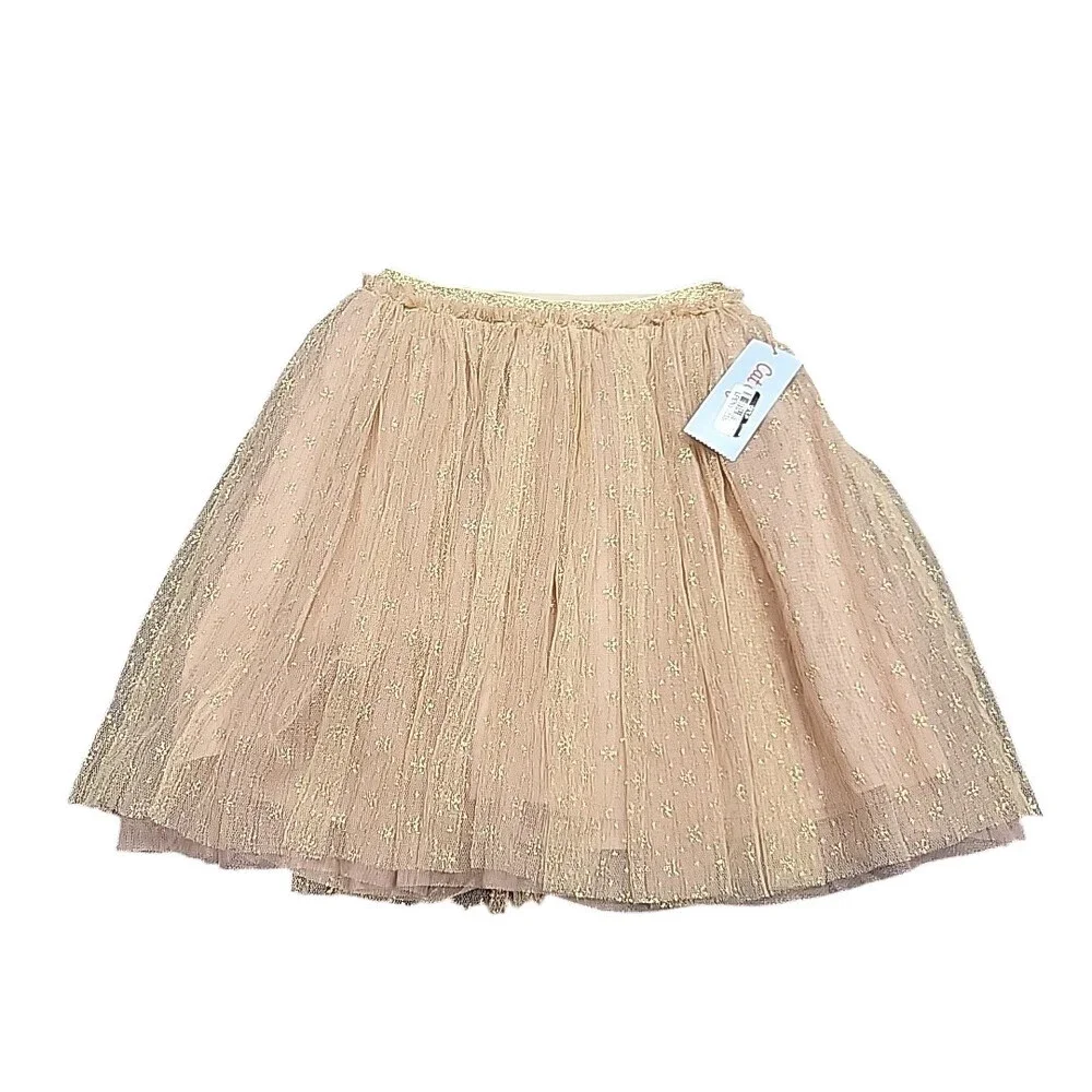 Girls Embroidered Holiday Skirt - Cat & Jack Gold Embroidery Small Size 6/7